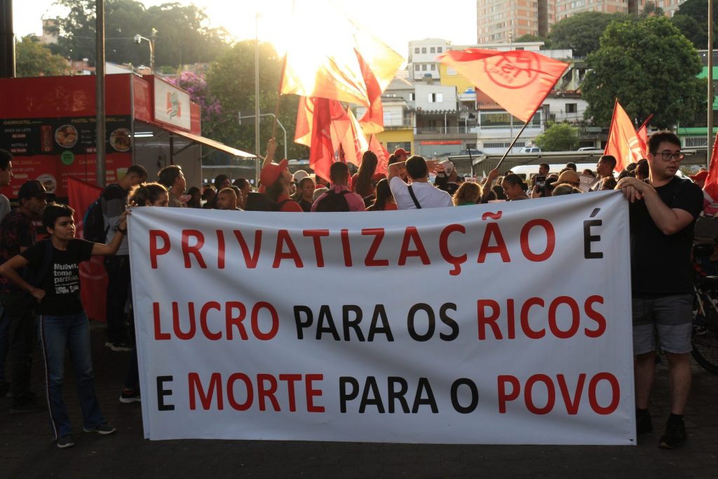 Manifestação em repúdio à precarização do transporte e em memória à trabalhador vítima da privatização na linha Lilás. Foto: JAV/SP
